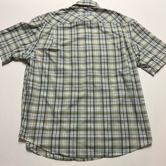 Duluth Trading Co Men’s Green/Blue Plaid Short Sleeve Button Down Shirt Sz L - Picture 4 of 4